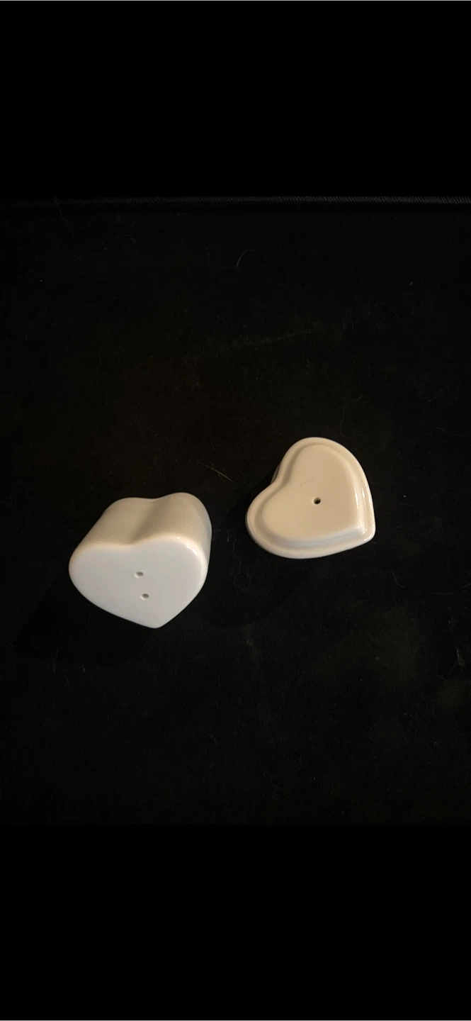 White Ceramic Heart Salt and Pepper Shakers