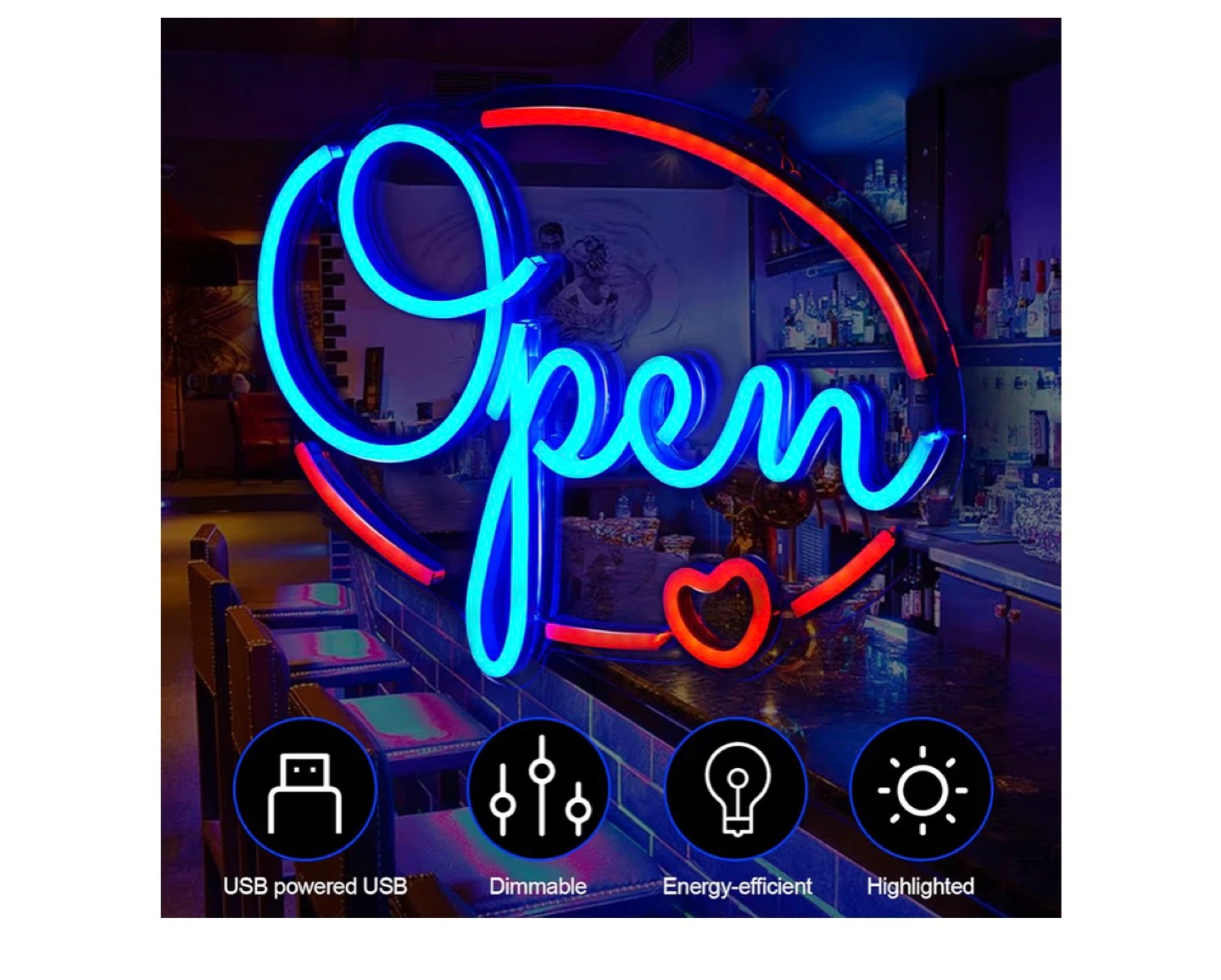 FITNATE Open Neon Sign 16x12" LED - photo 2