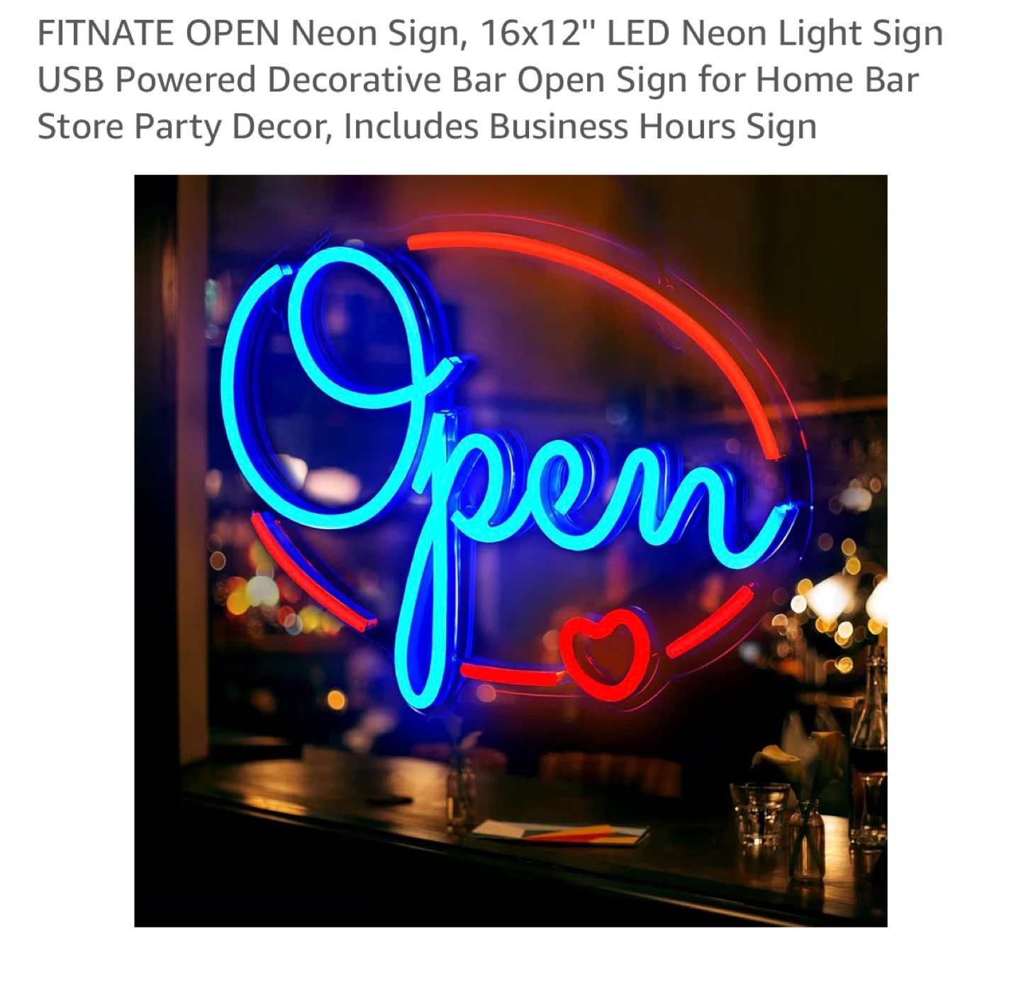 FITNATE Open Neon Sign 16x12" LED