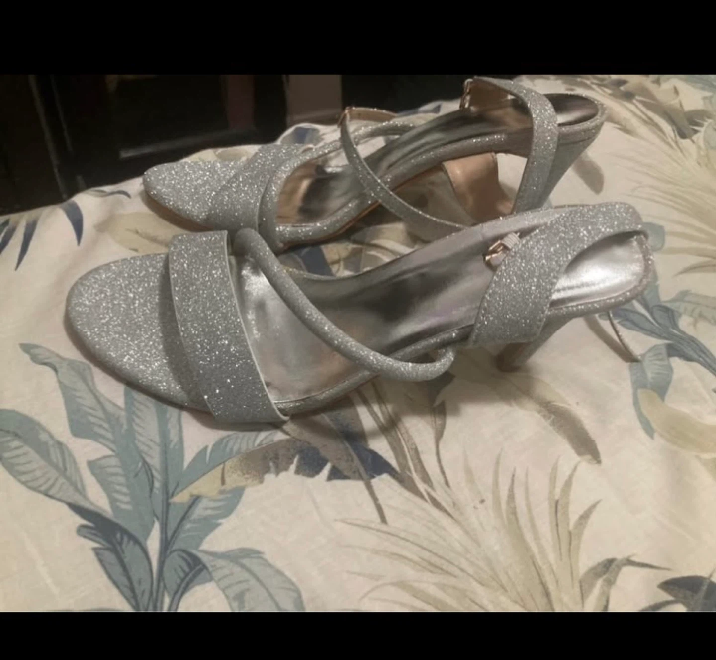 Silver Glitter Strappy Heels