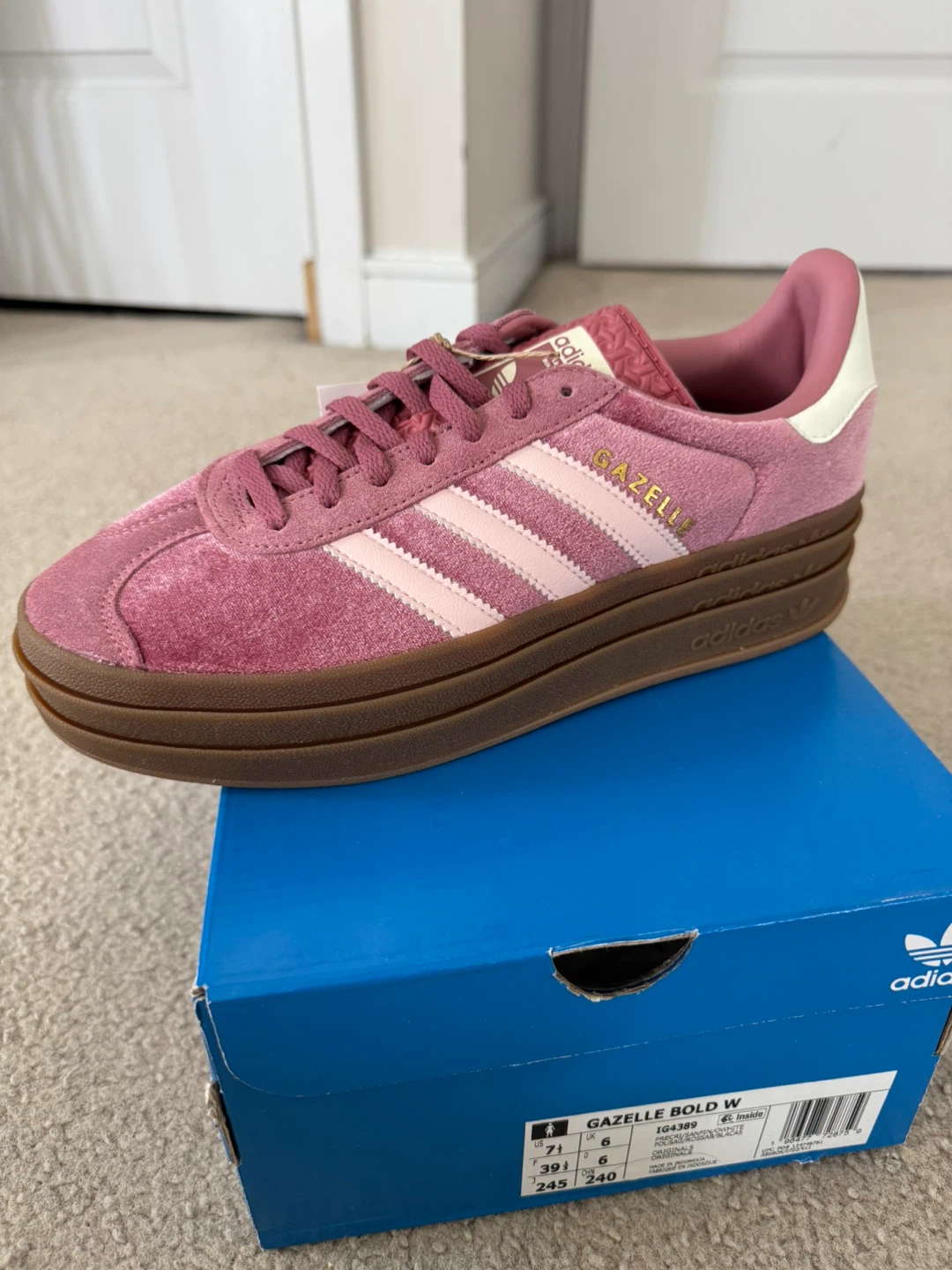 Adidas Gazelle Bold W Pink Velvet Shoes - photo 3