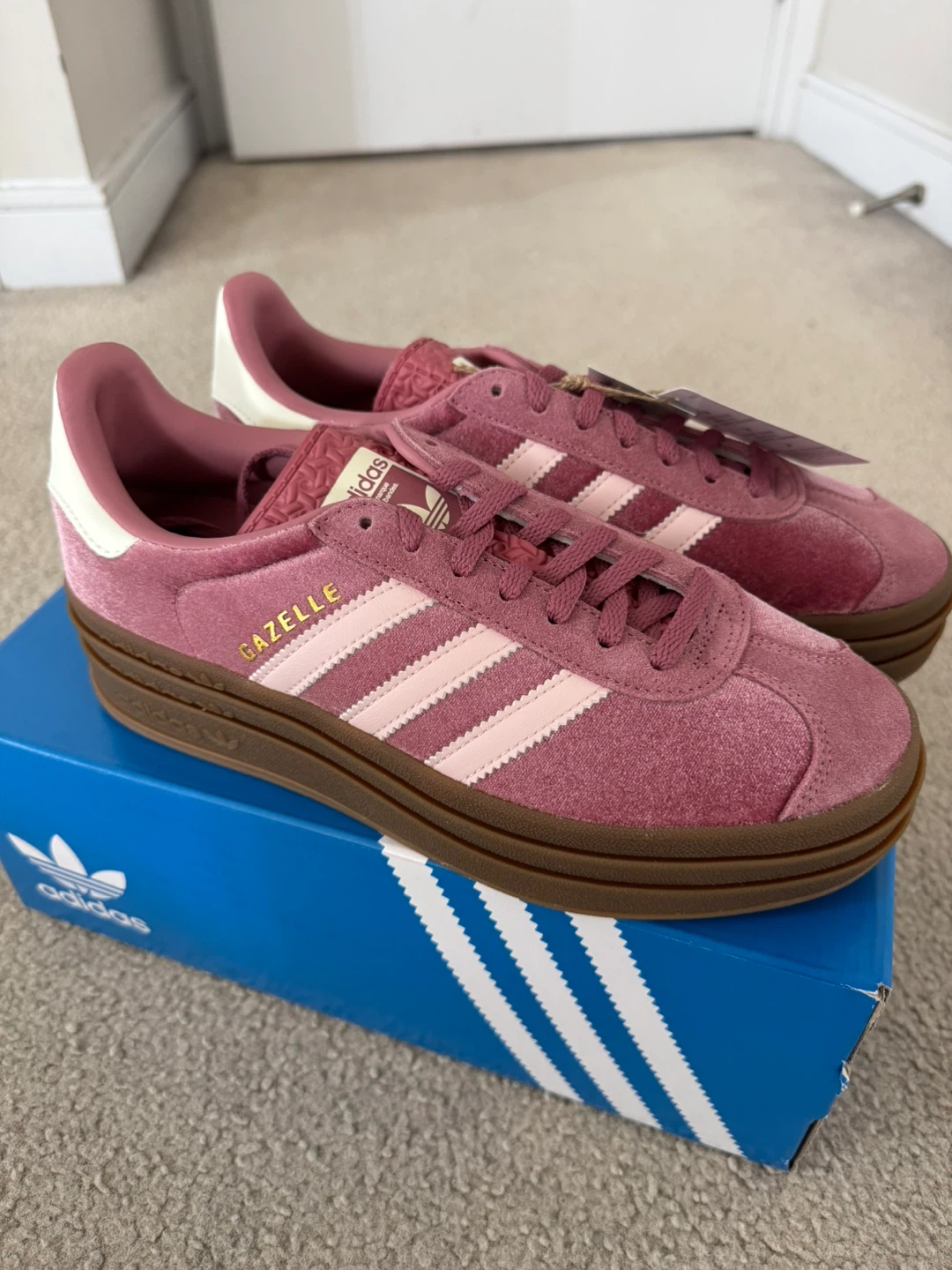 Adidas Gazelle Bold W Pink Velvet Shoes