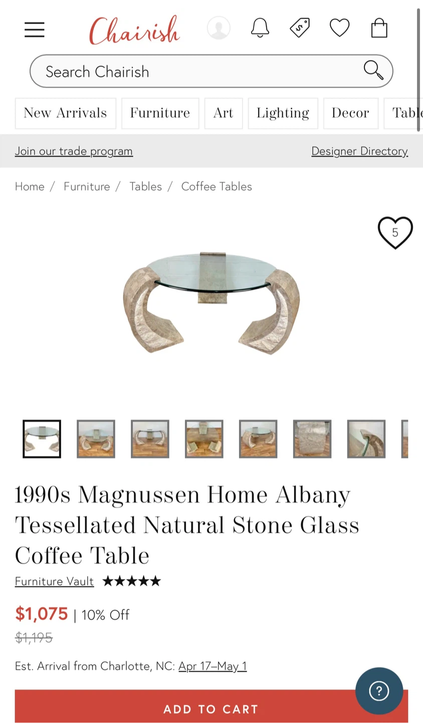 Vintage 1990s Magnussen Home Albany Stone table - photo 2