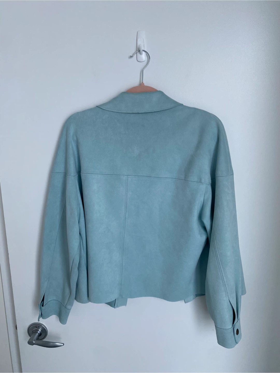 Zara Light Blue Suede Jacket - size S (fits larger) - photo 2