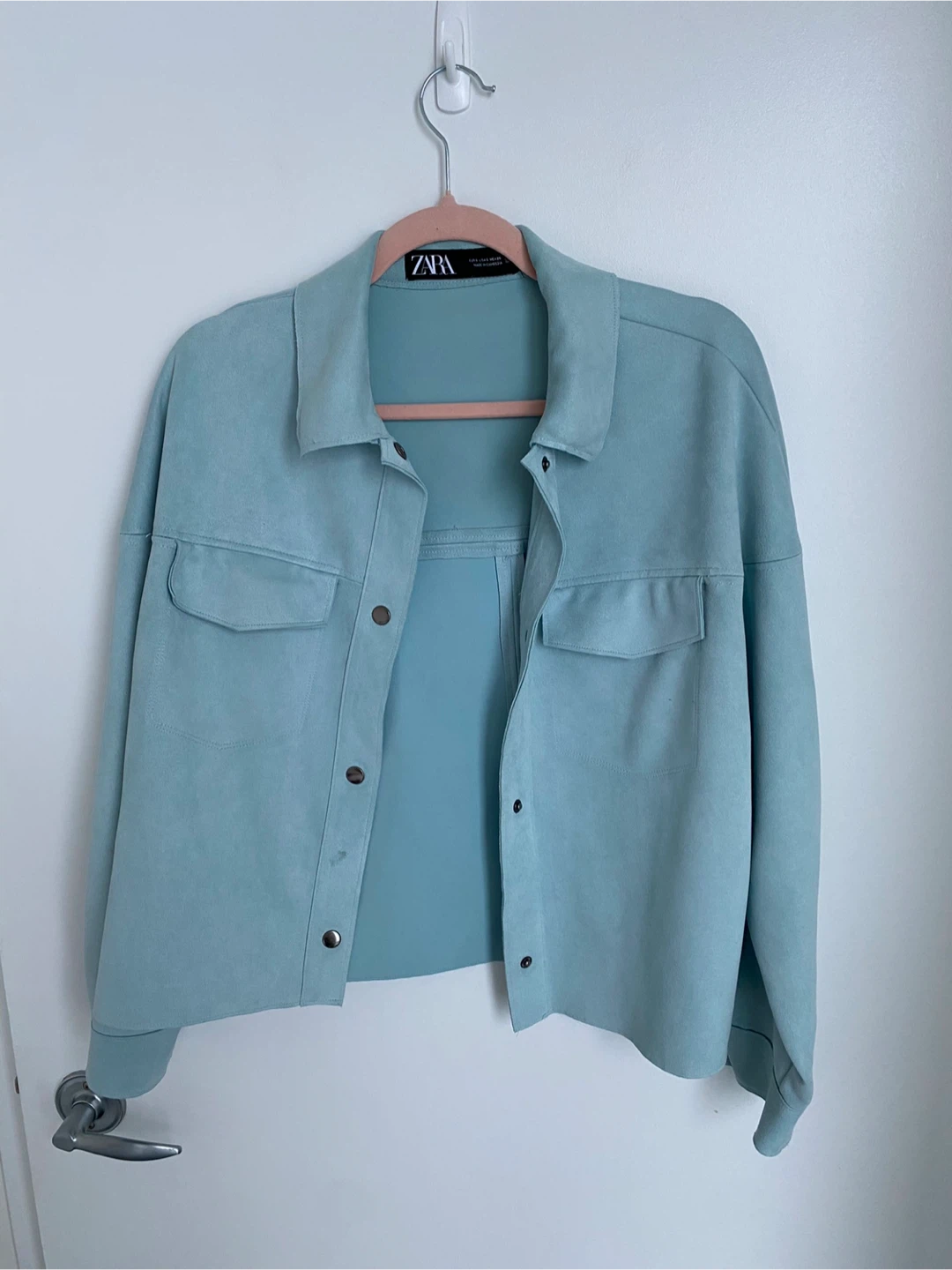 Zara Light Blue Suede Jacket - size S (fits larger)
