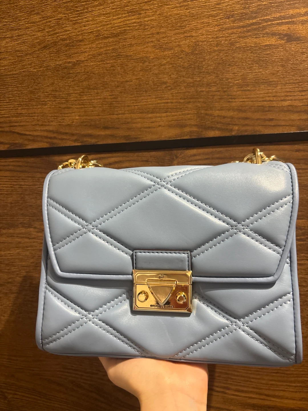 Michael Kors Quilted Leather Shoulder Bag - Light Blue