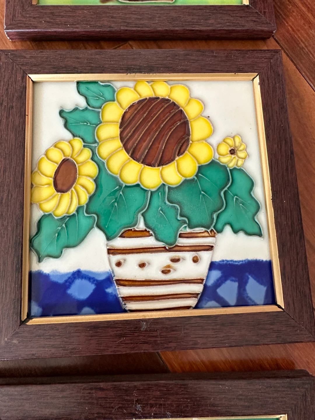 Set of 4 Framed Ceramic Wall Art Tiles - photo 2