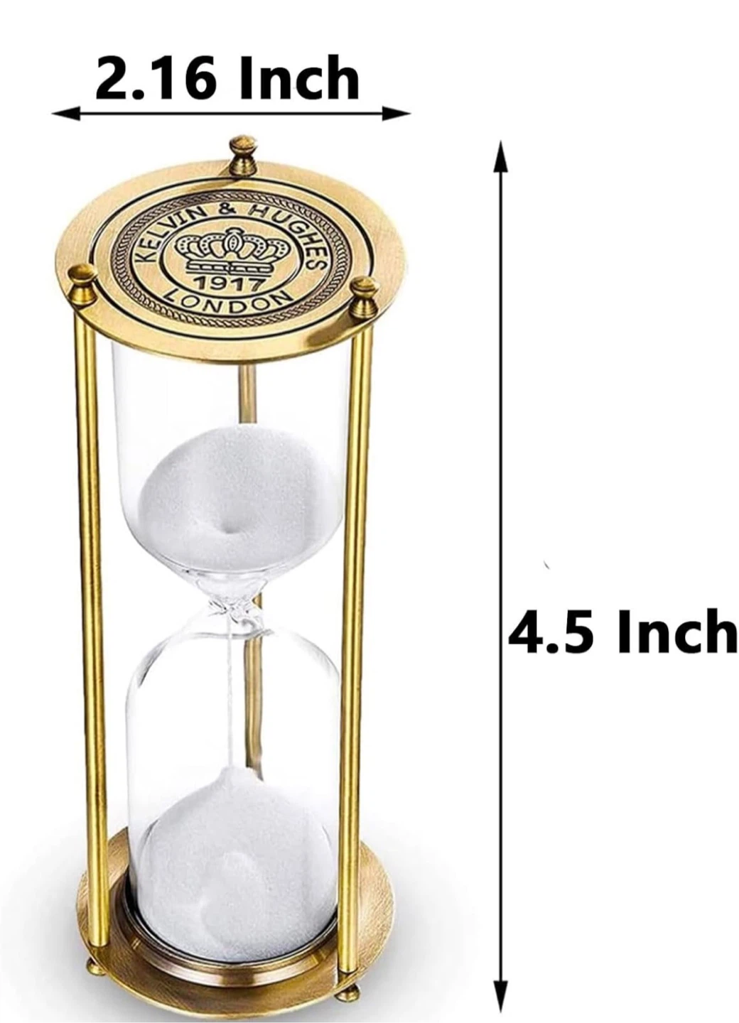 Kelvin & Hughes London Brass Hourglass Timer - 4.5 Inch