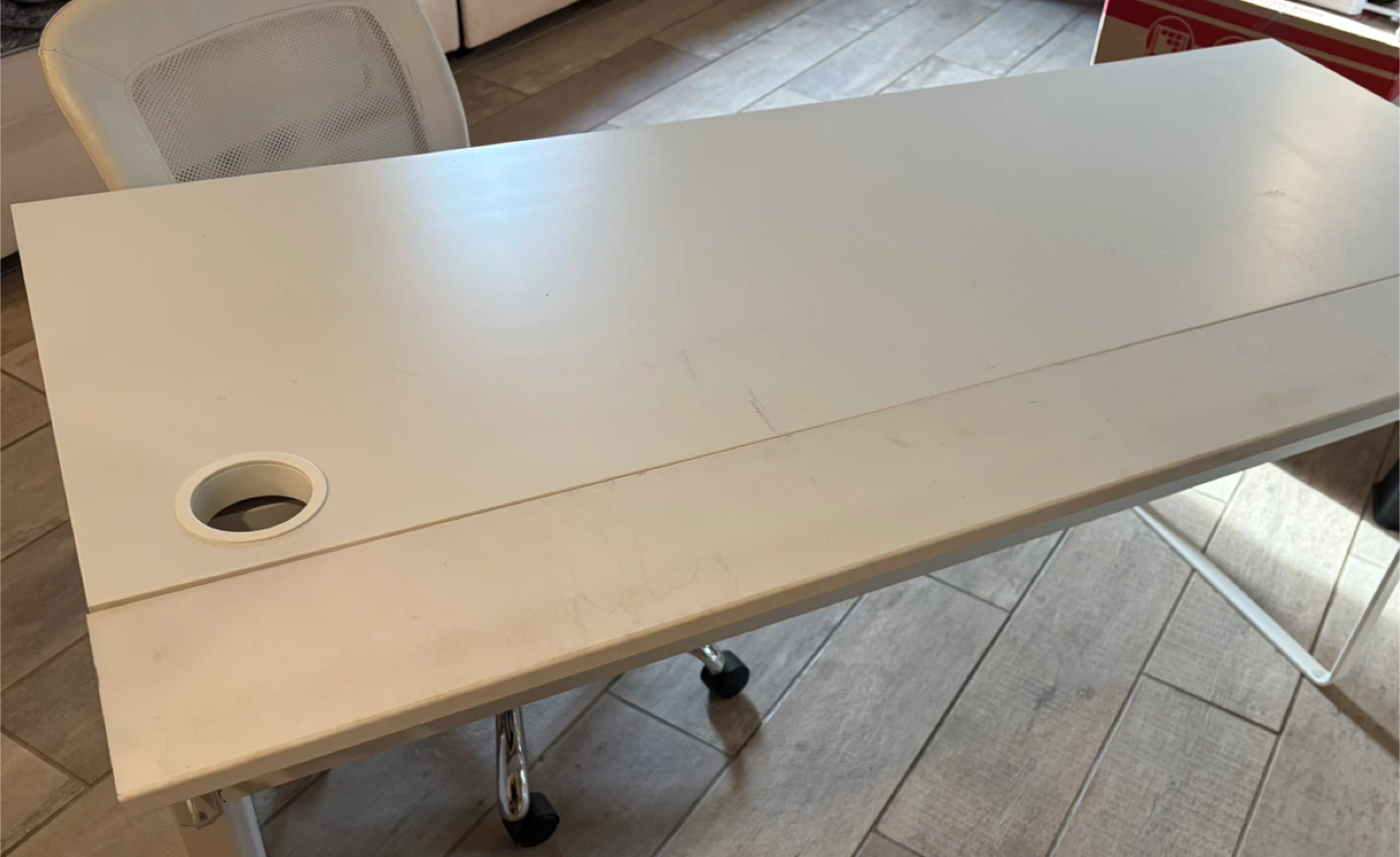 White Desk with Two Drawers W/ white chair - photo 5