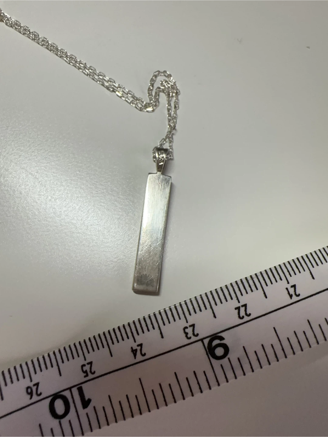 Sterling Silver Bar Pendant Necklace with Mother of Pearl Inlay - photo 4