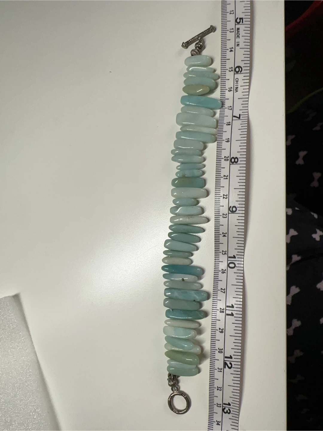 Perforated Oval Larimar Bracelet with Toggle Clasp - photo 3