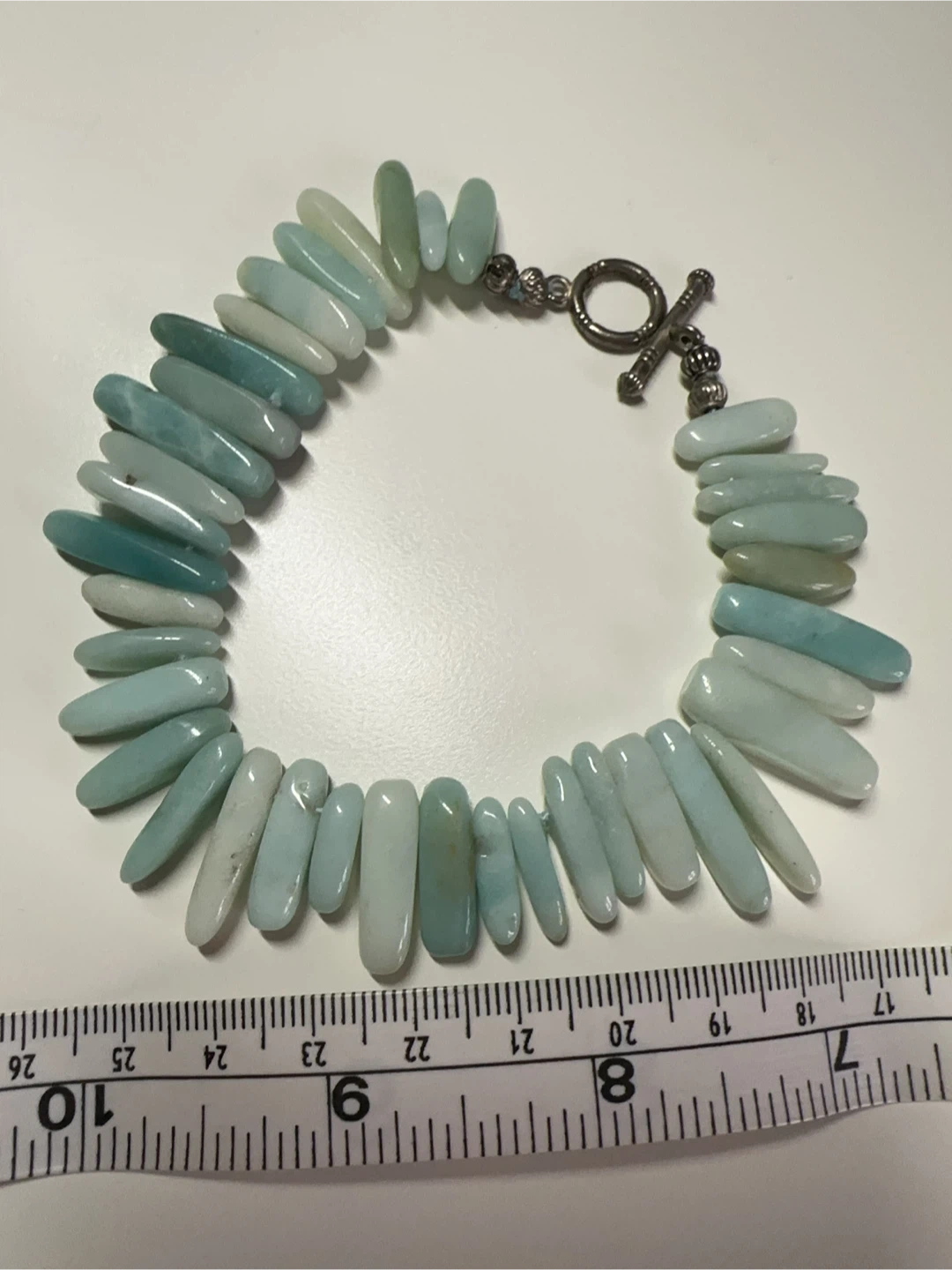 Perforated Oval Larimar Bracelet with Toggle Clasp