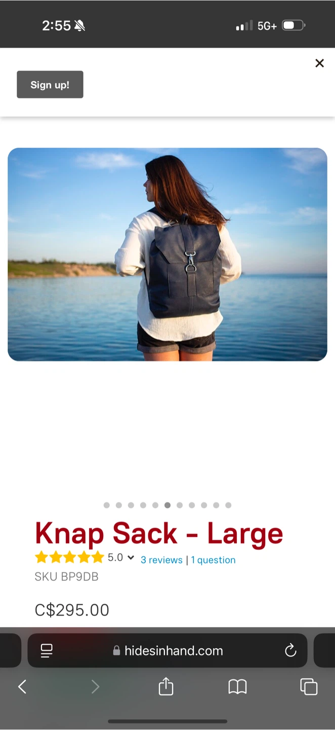Hides in hand leather Knap Sack - Large Backpack