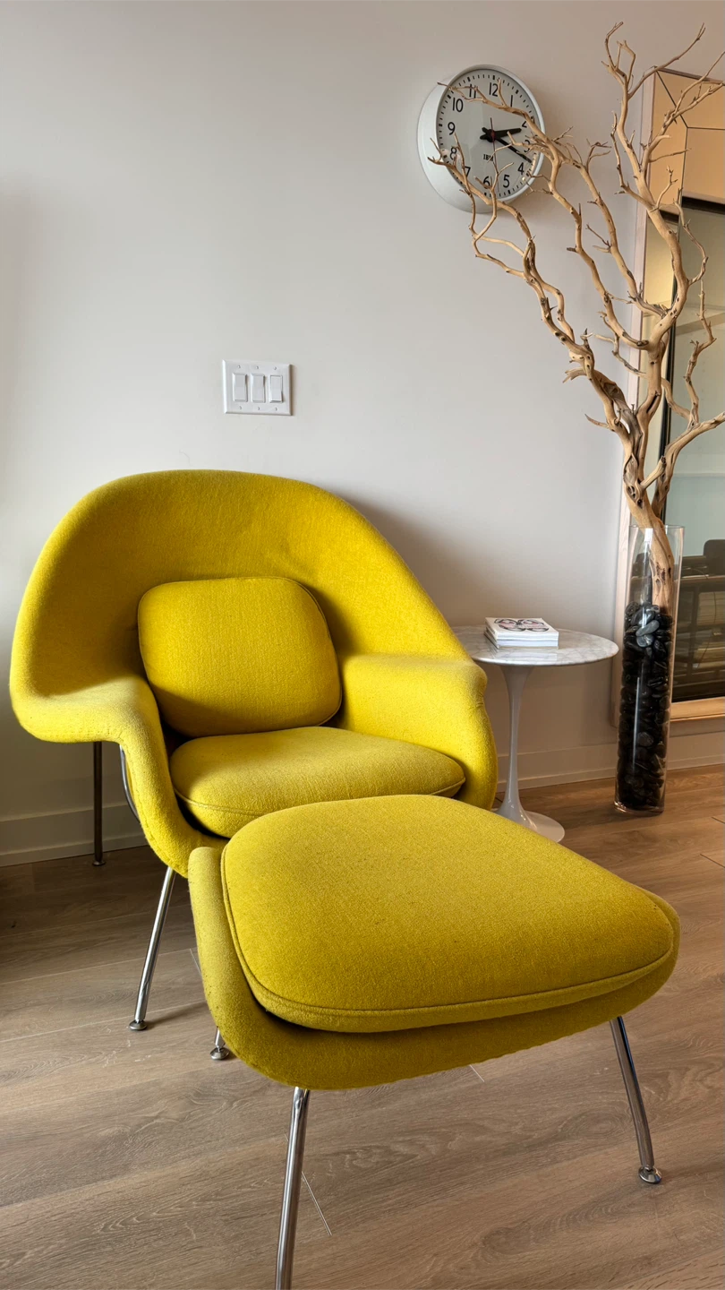 Yellow Womb Chair with Ottoman