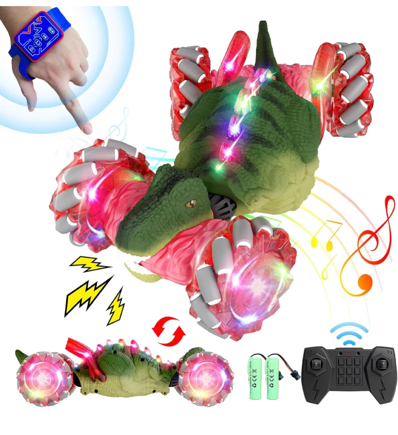 New RC Stunt Car Dinosaur Toy with Remote and Watch Control - photo 2