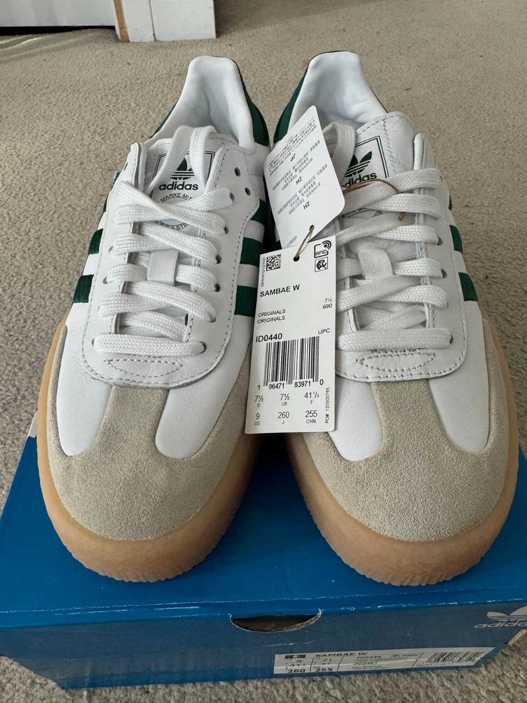 Adidas Sambae - White Collegiate Green (Women’s Size 9) - photo 3