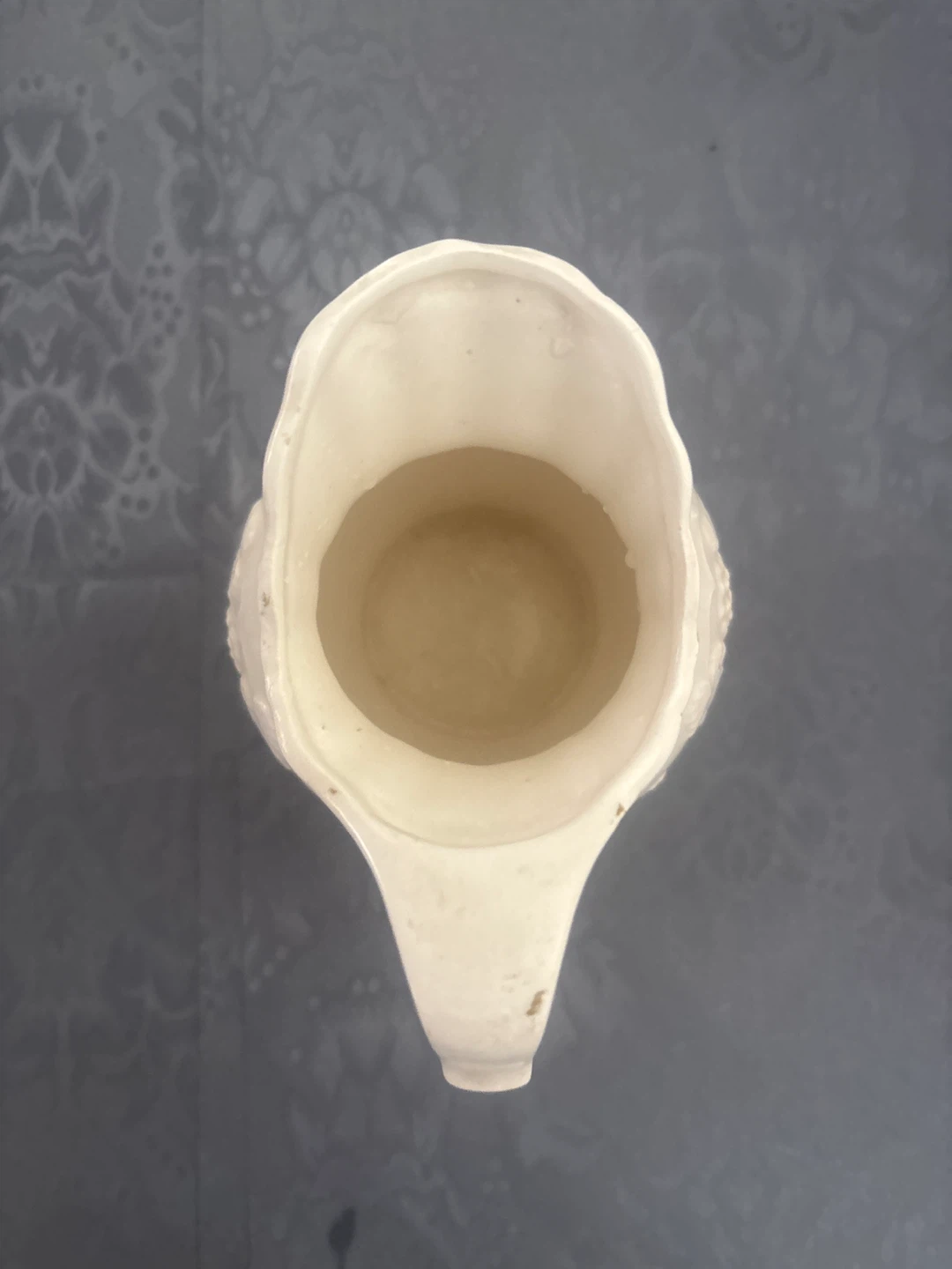 White Ceramic Pitcher with Embossed Grapevine Design - photo 2