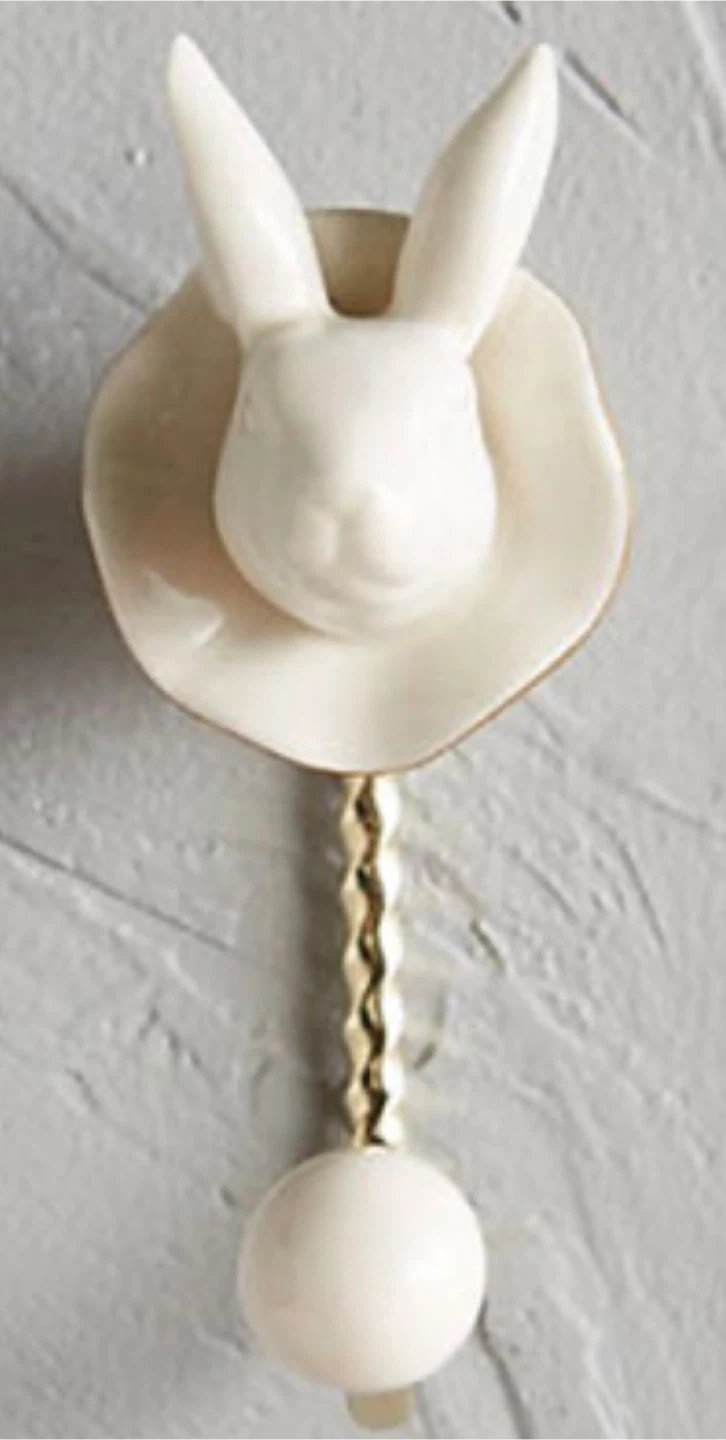 White Ceramic Bunny Hook