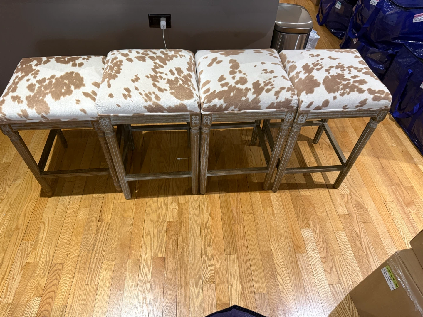 Set of 4 Cow Print Bar Stools ($50each)