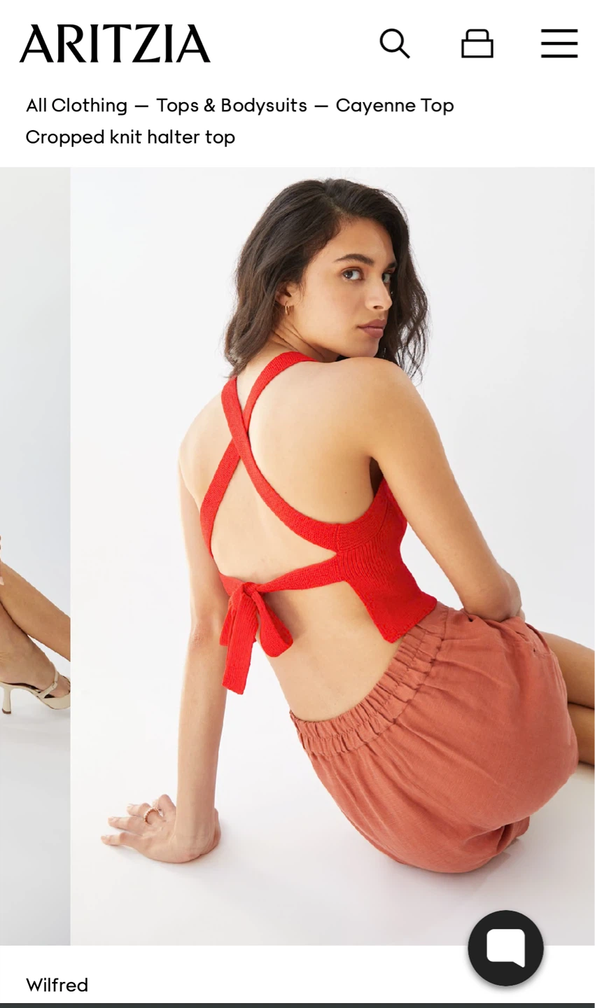 New Aritzia Cayenne Cropped Knit Halter Top Size S