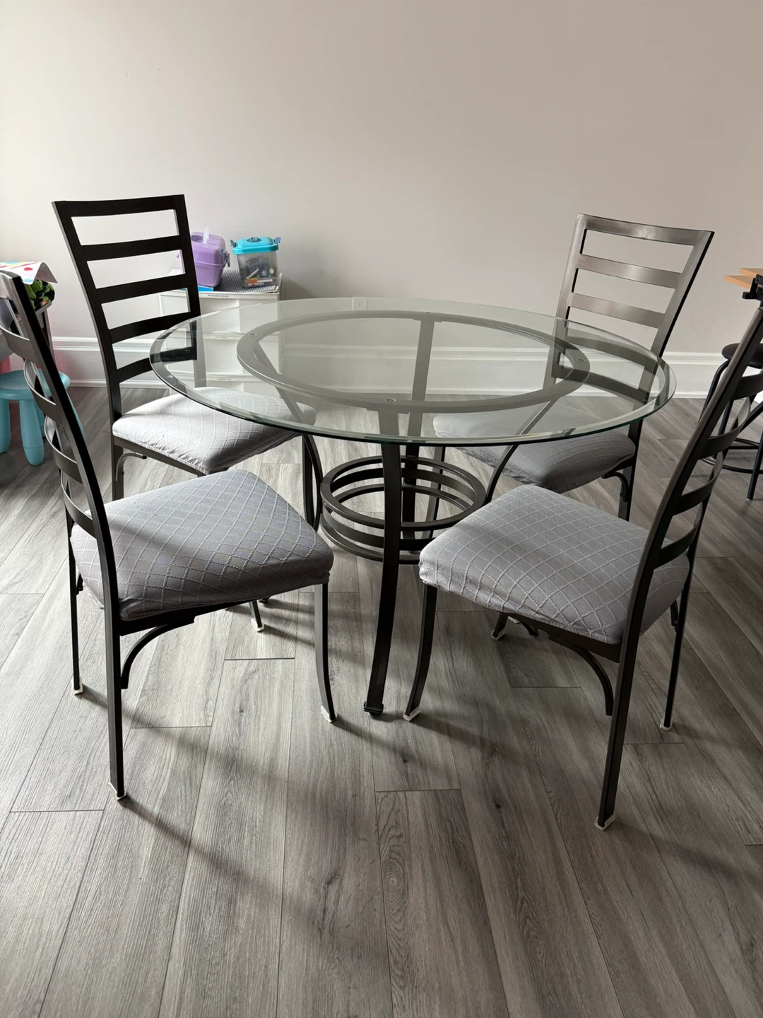 Glass Top Dining Table with 4 Metal Chairs - photo 2