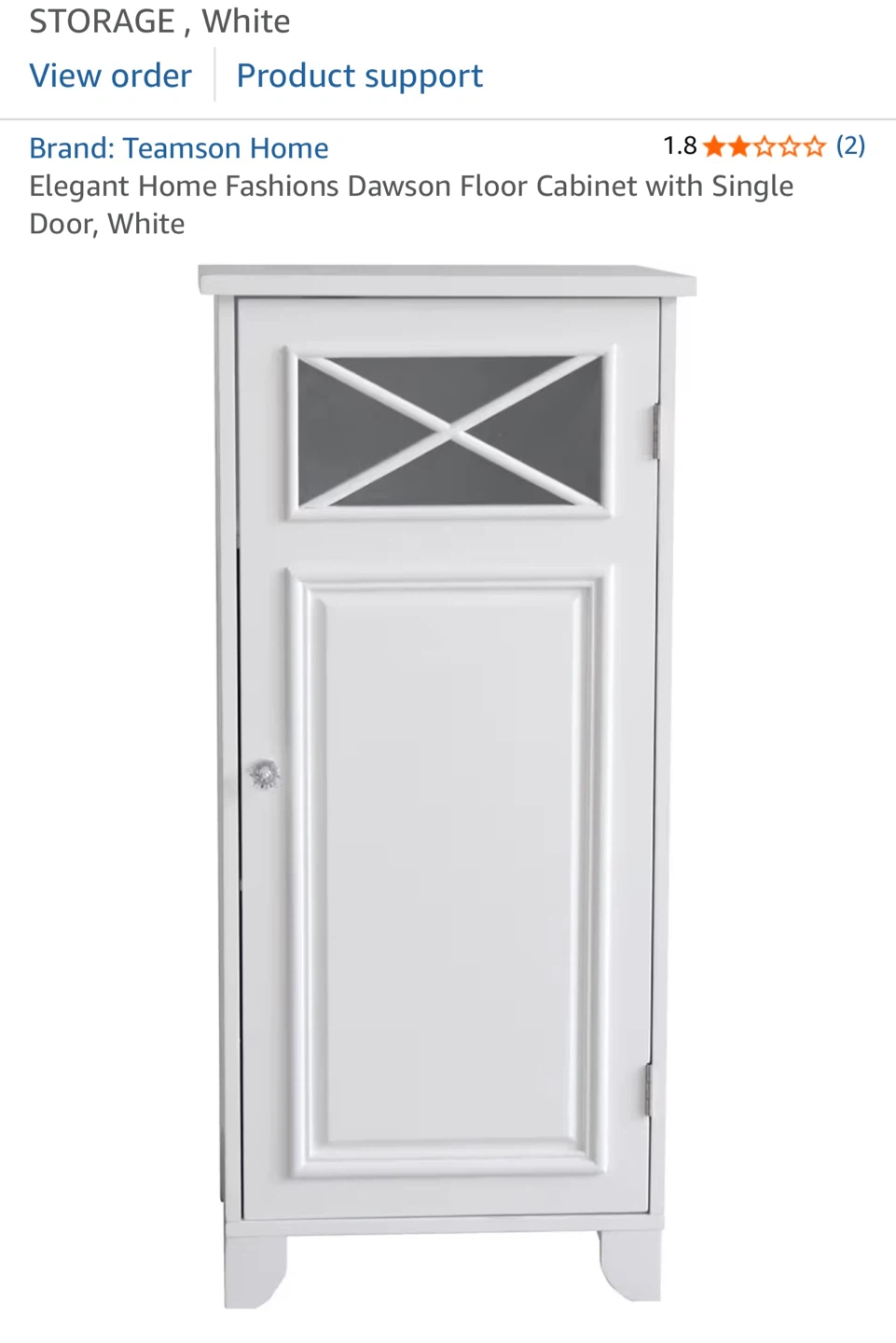 Teamson Home Elegant Home Fashions Dawson Floor Cabinet - White - photo 5