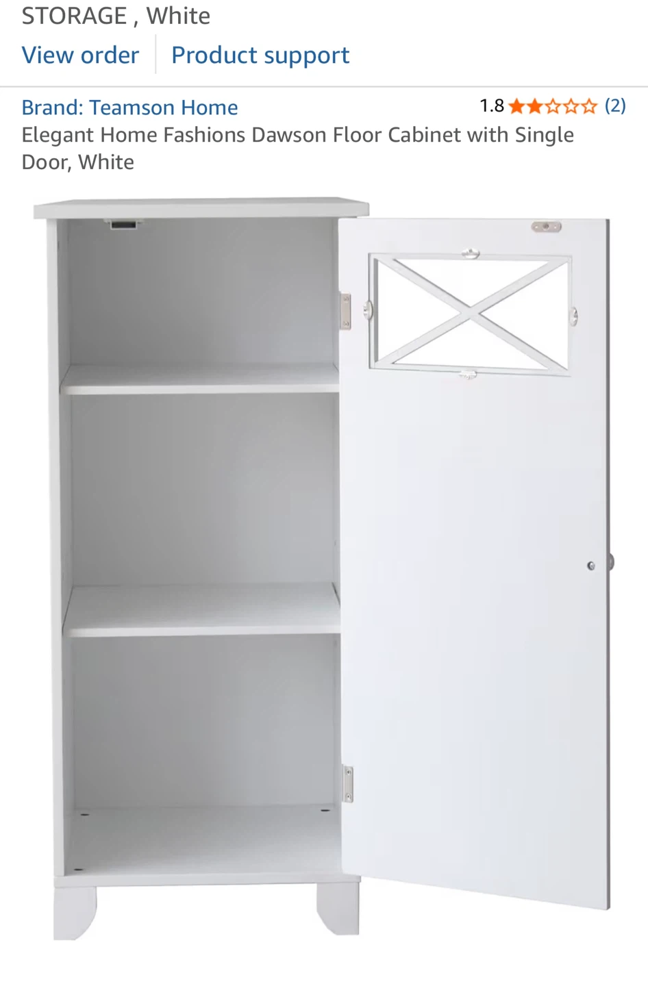 Teamson Home Elegant Home Fashions Dawson Floor Cabinet - White - photo 3