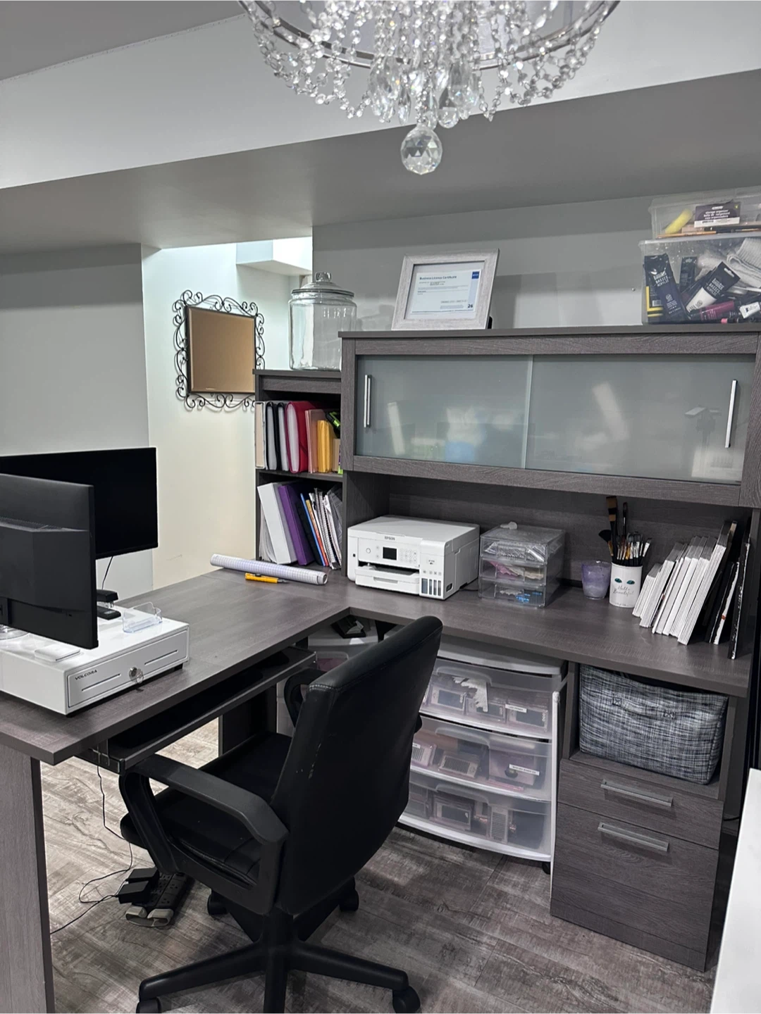 Grey office desk