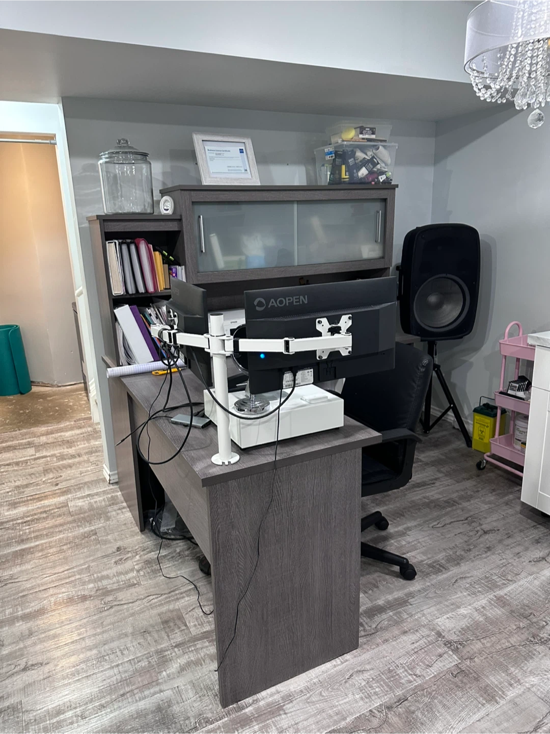 Grey office desk - photo 2