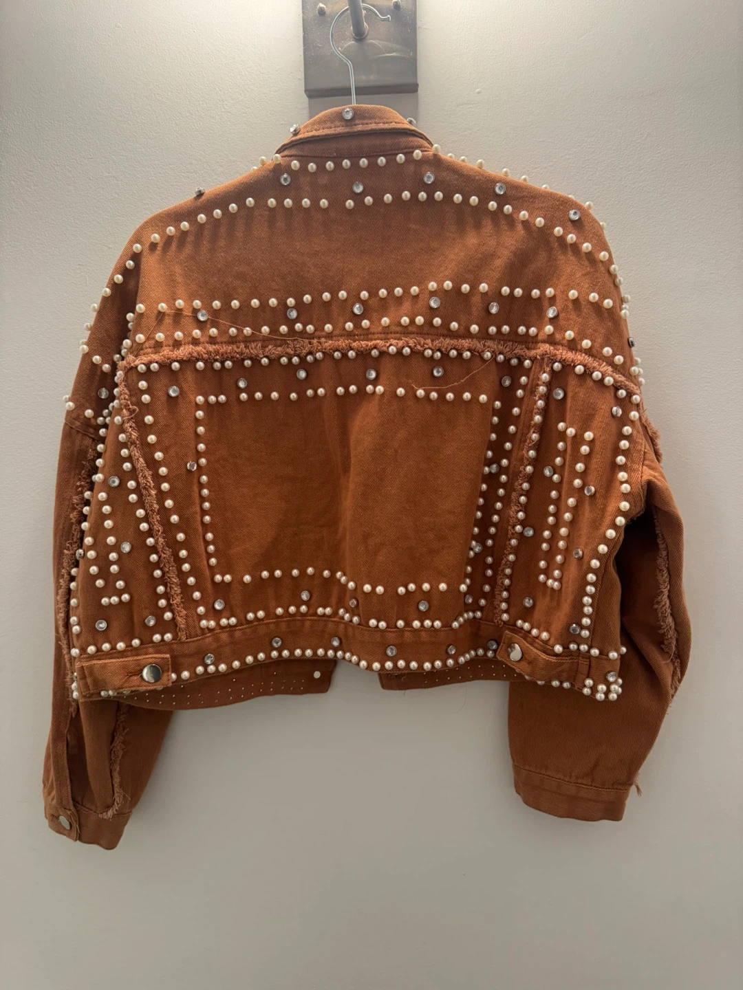 Brown Denim Jacket w/ Pearls and Rhinestone - photo 4