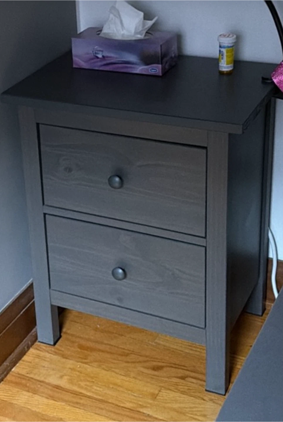 Grey 2-Drawer Nightstand