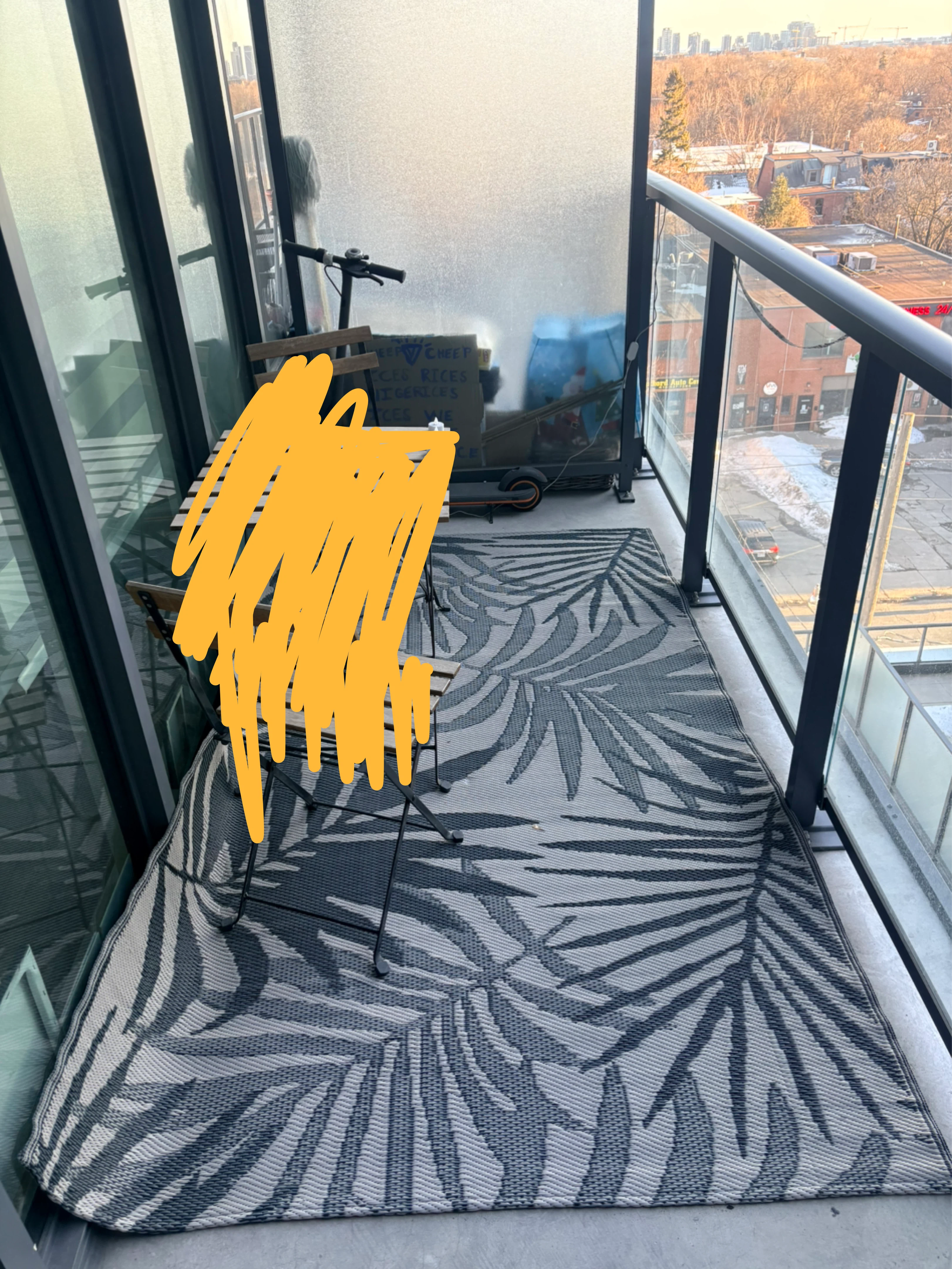 Outdoor Area Rug with Palm Leaf Pattern