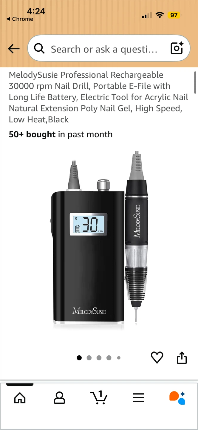 MelodySusie Rechargeable 30000 RPM Nail Drill - Black