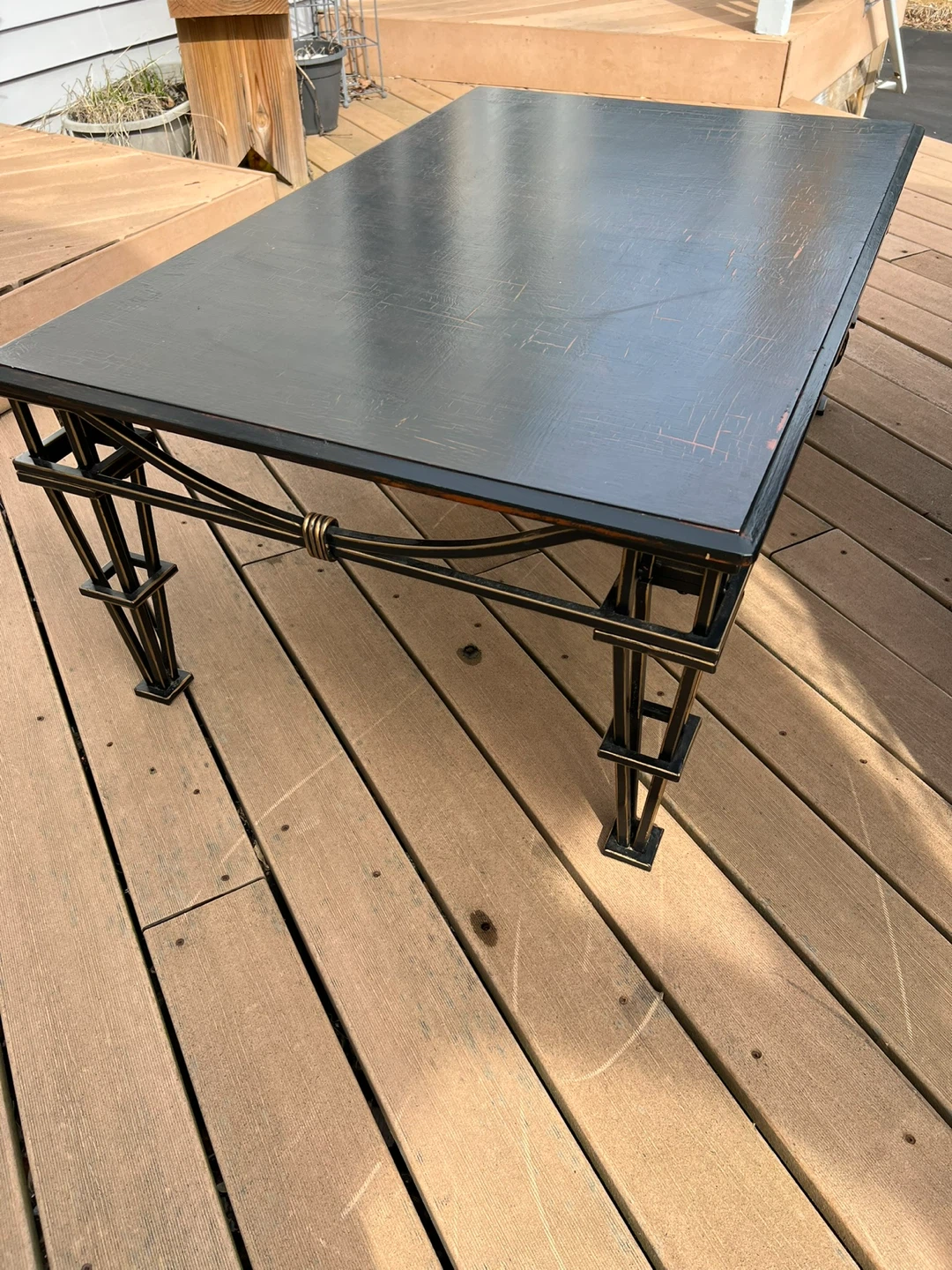 Black Metal legs , wooden top Coffee Table