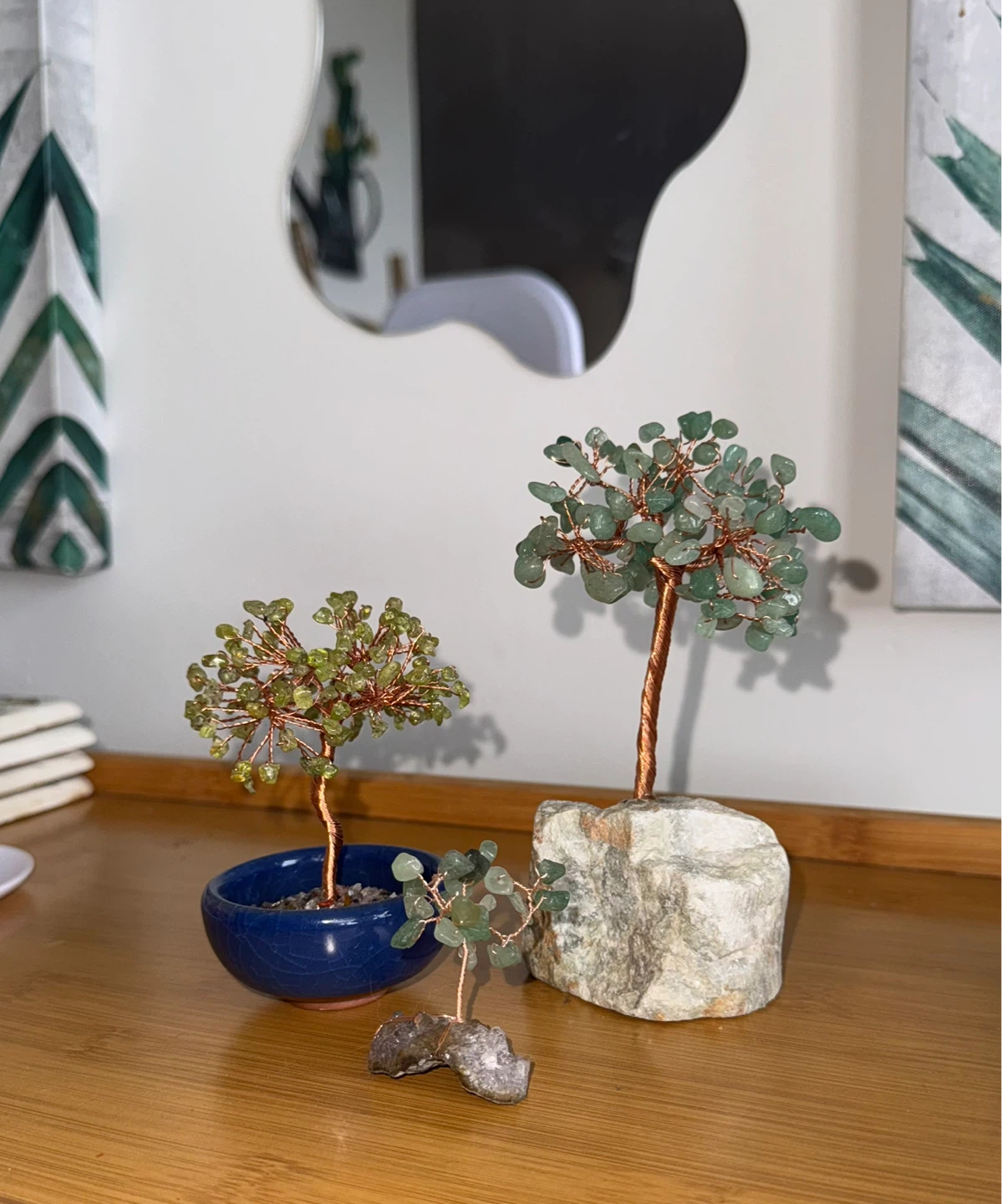 Decorative Crystal Gemstone Trees (Set of 3)