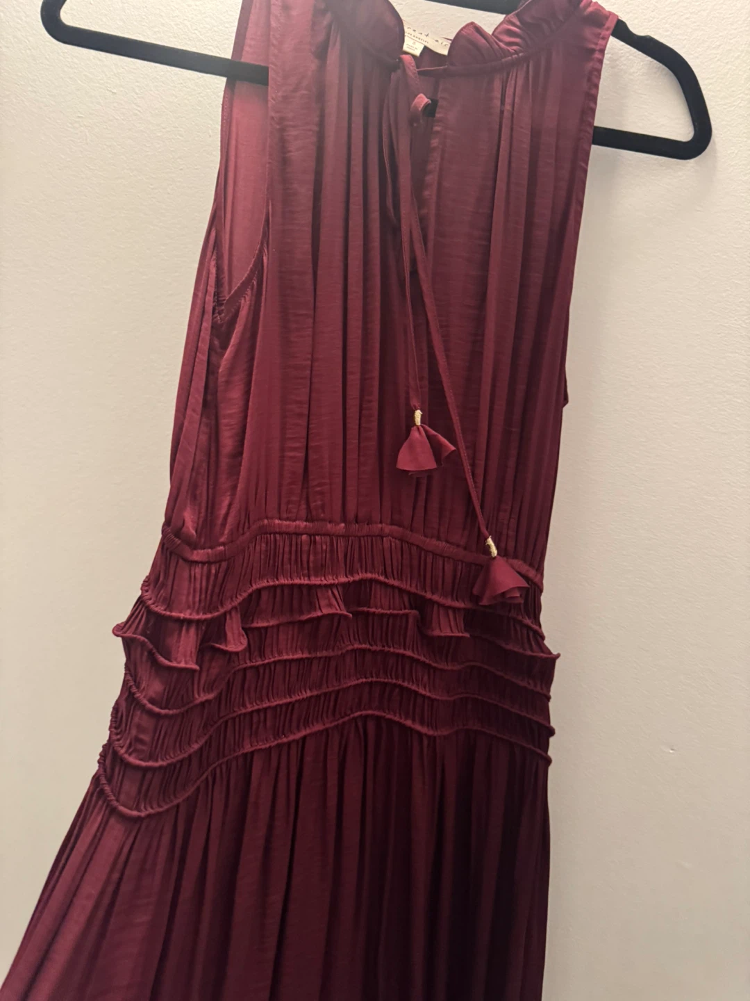 Burgundy Smocked Waist Maxi Dress - photo 5