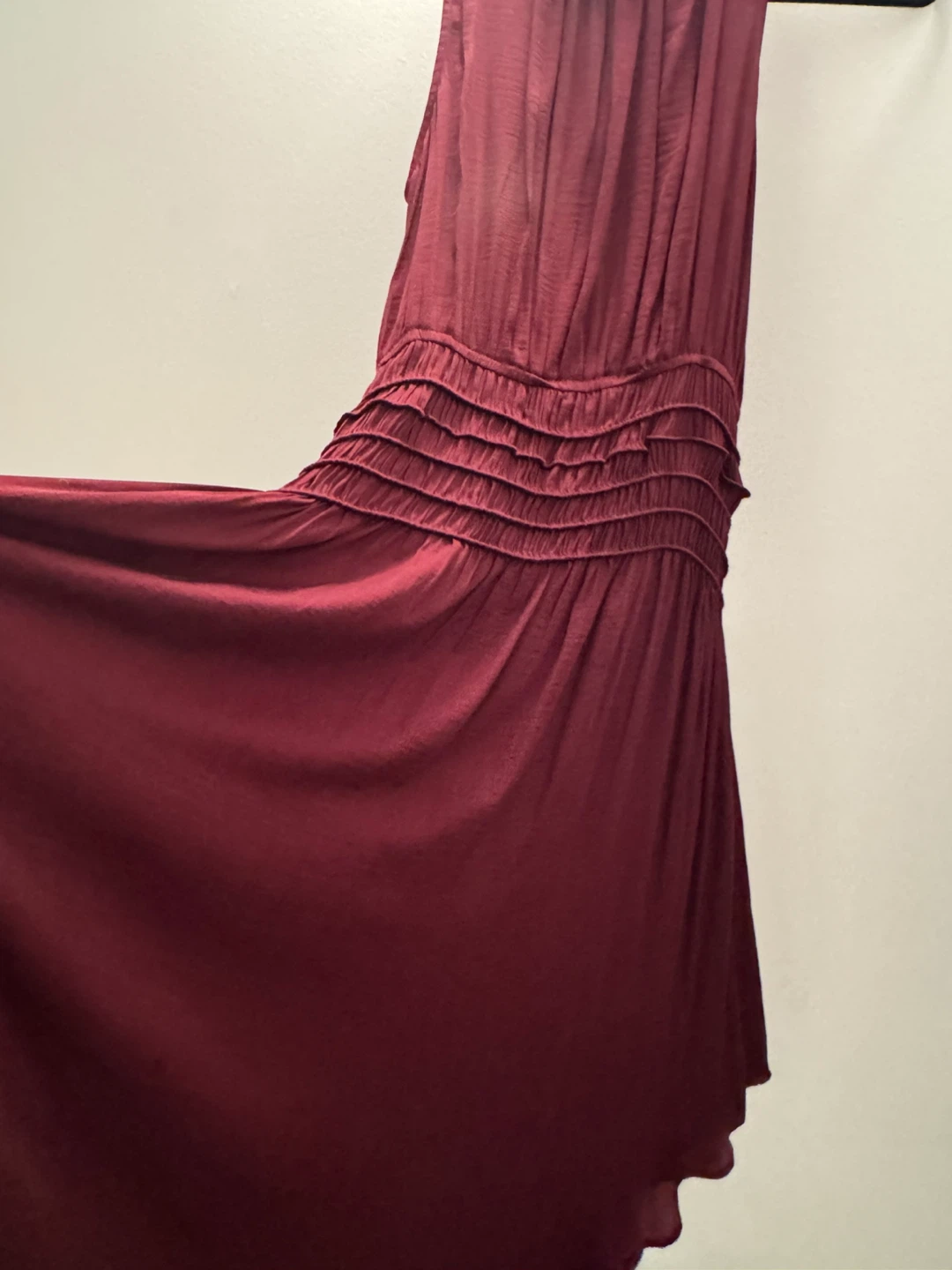 Burgundy Smocked Waist Maxi Dress