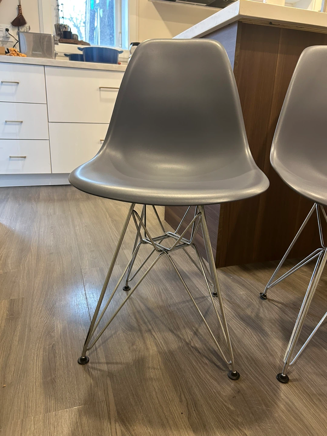 Set of 4 Grey Eames Style Dining Chairs - photo 3
