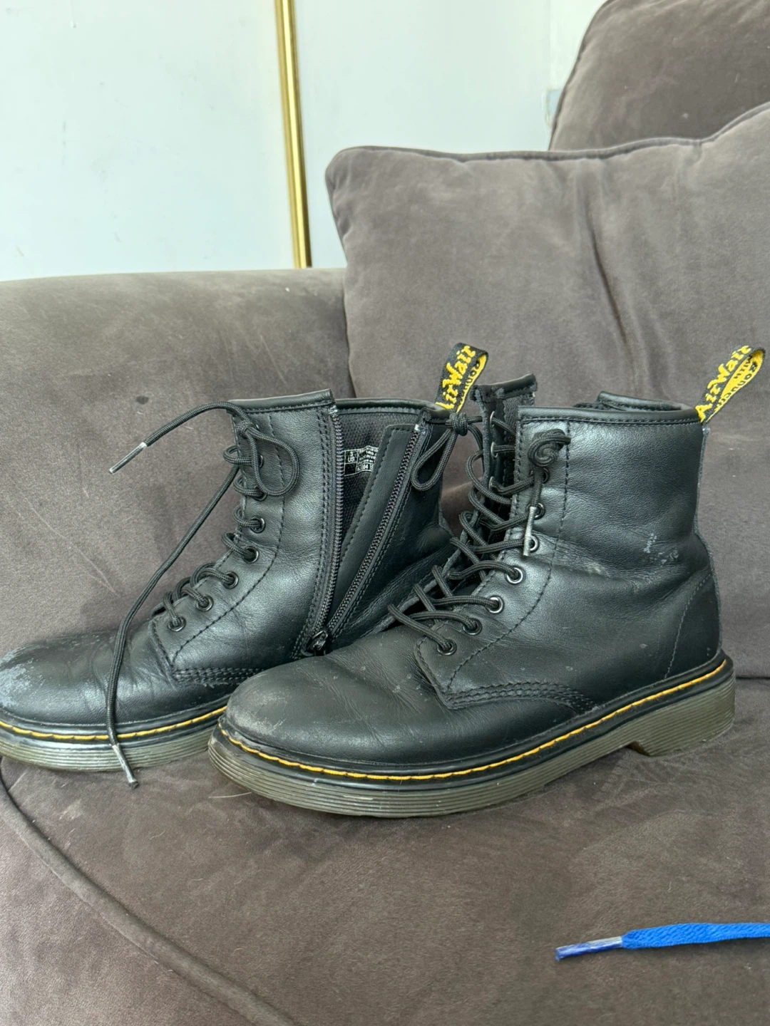 Dr. Martens Black Leather Combat Boots with Zipper - photo 4
