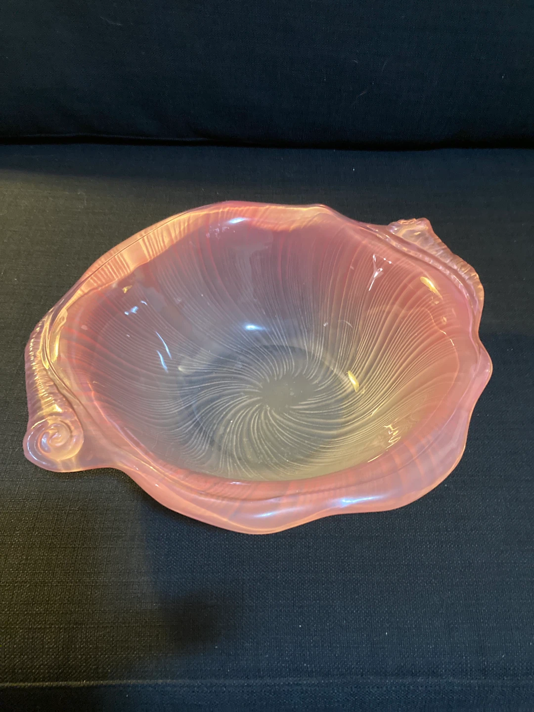 Pink Swirl Glass Serving Bowl