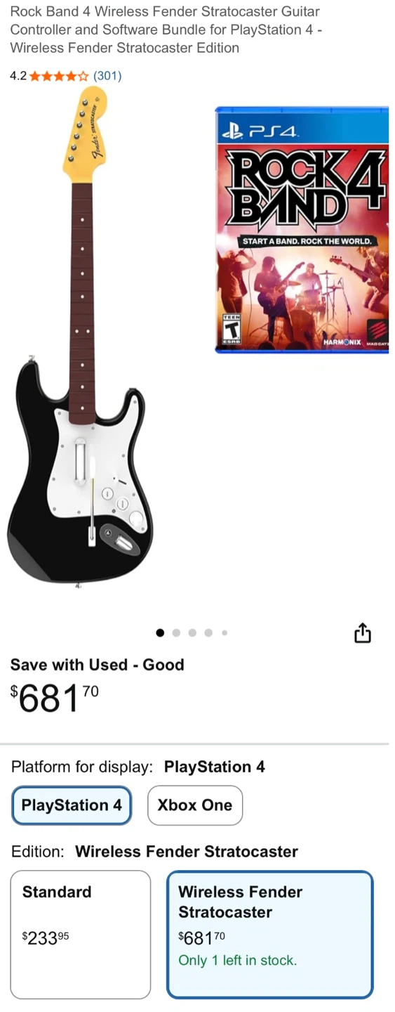 Rock Band 4 Wireless Fender Stratocaster Guitar - photo 2