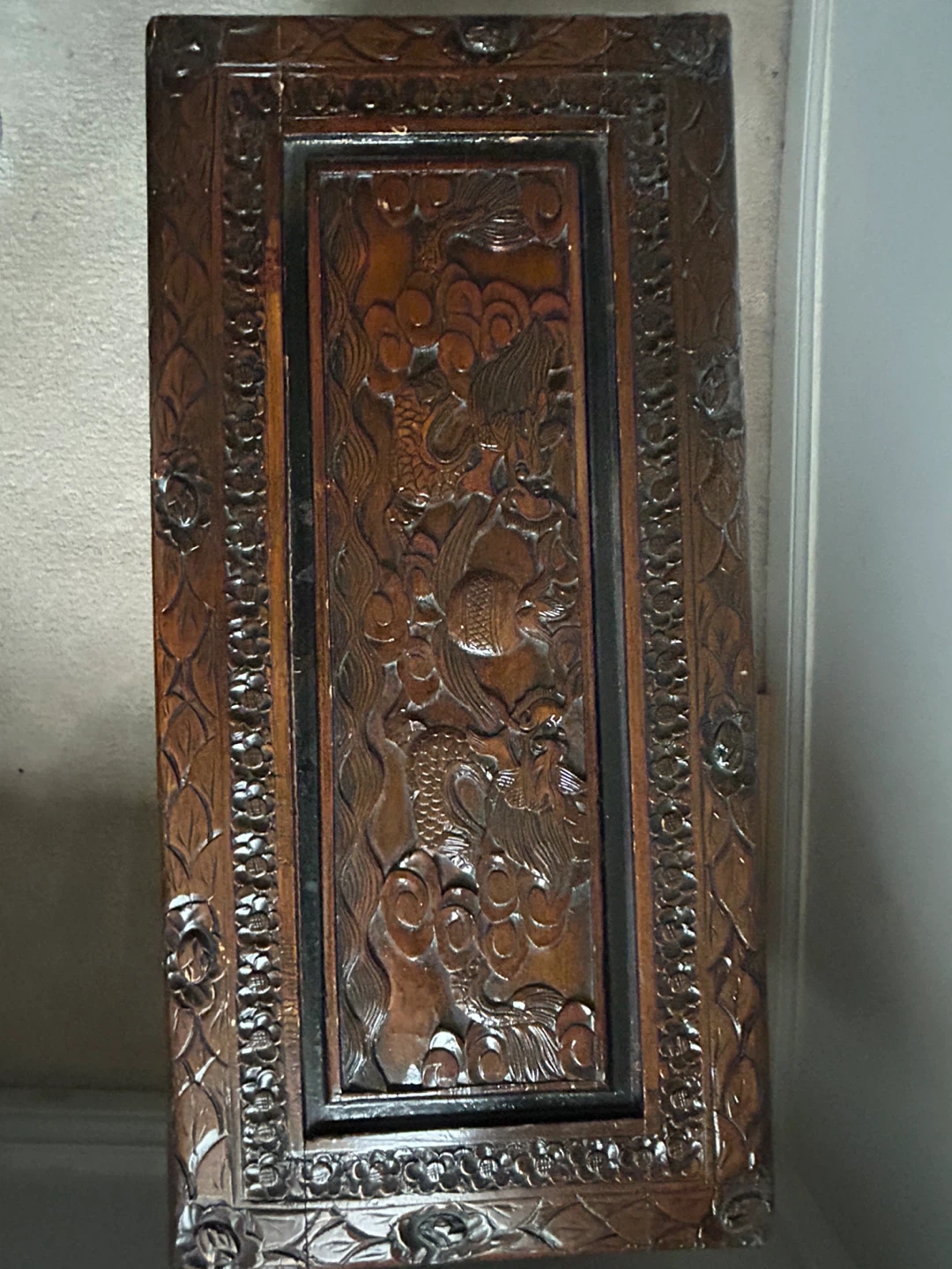 Vintage Carved Wooden Chest - photo 4