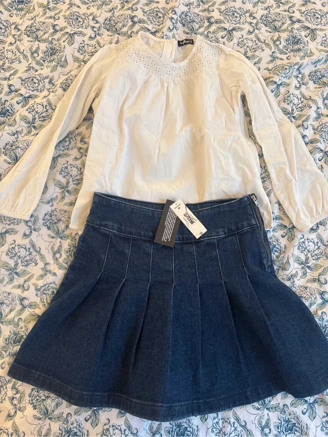 10y.o. Jeans Skirt + White Cotton Shirt