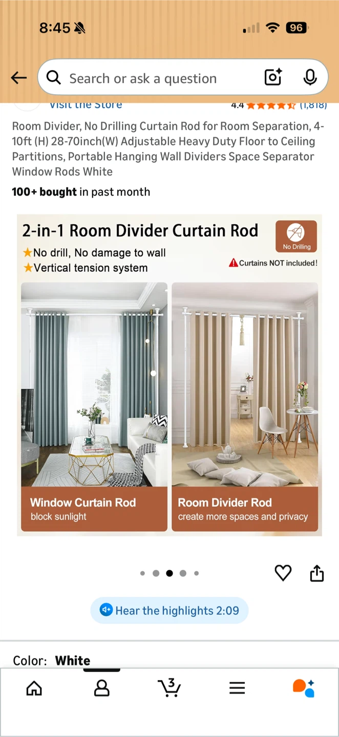 Cream White Linen Curtains (set of2) - photo 4