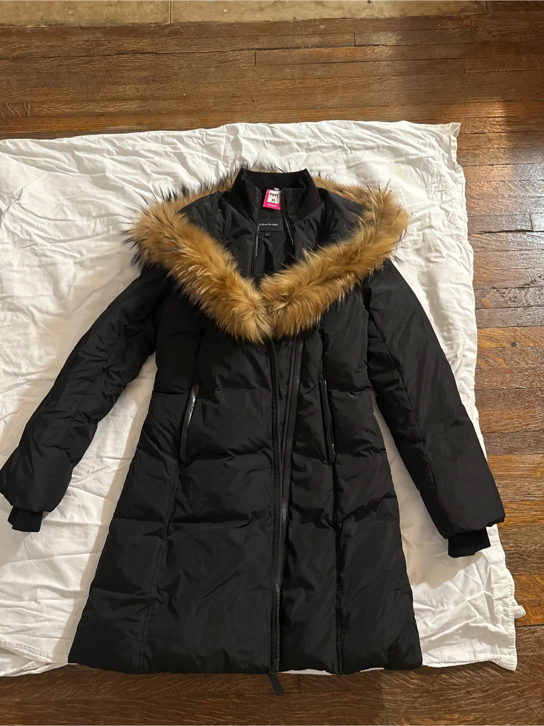 Mackage Black Puffer Coat with Fur Hood