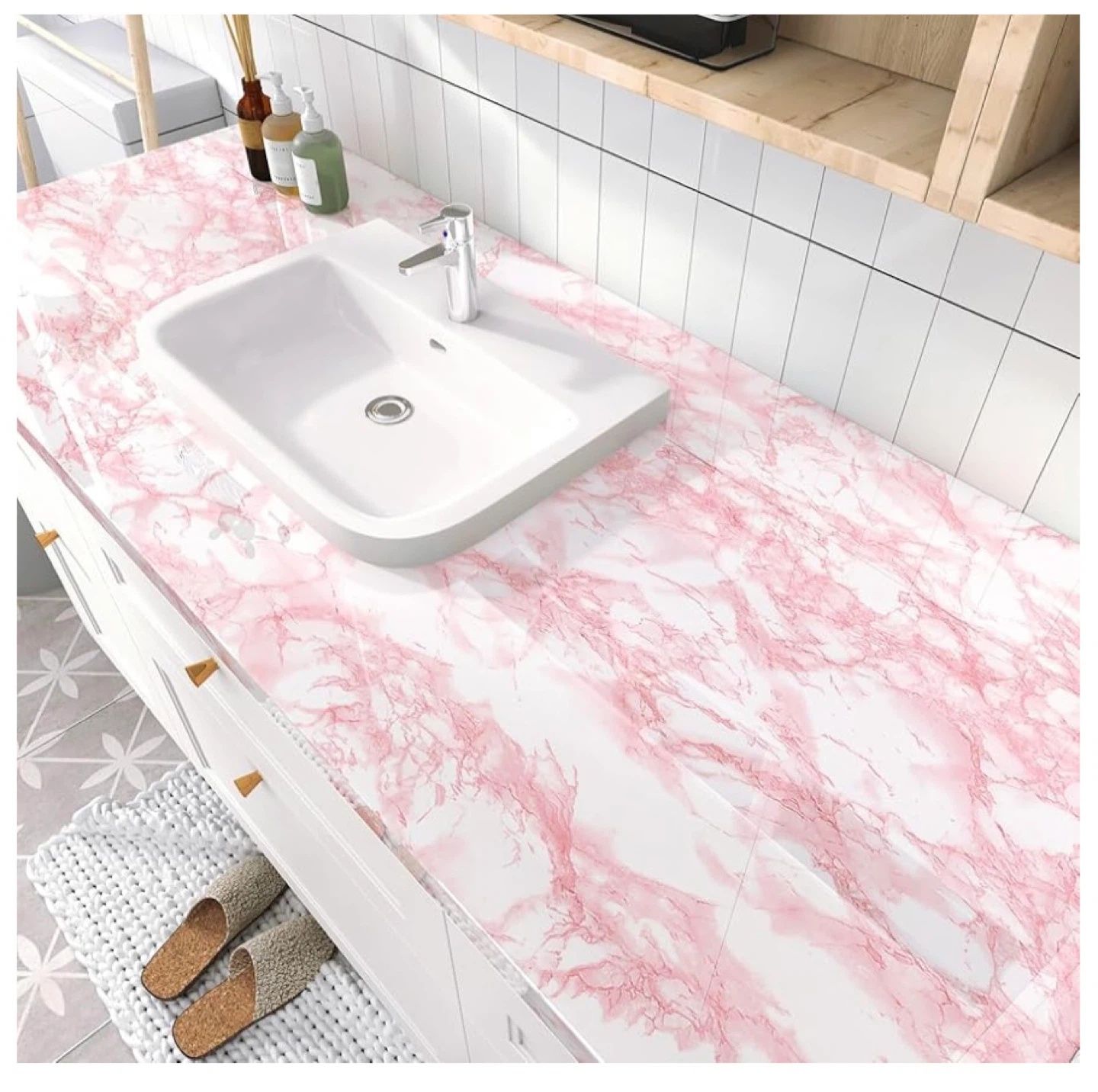 New glossy pink or greenish marble pattern rolls