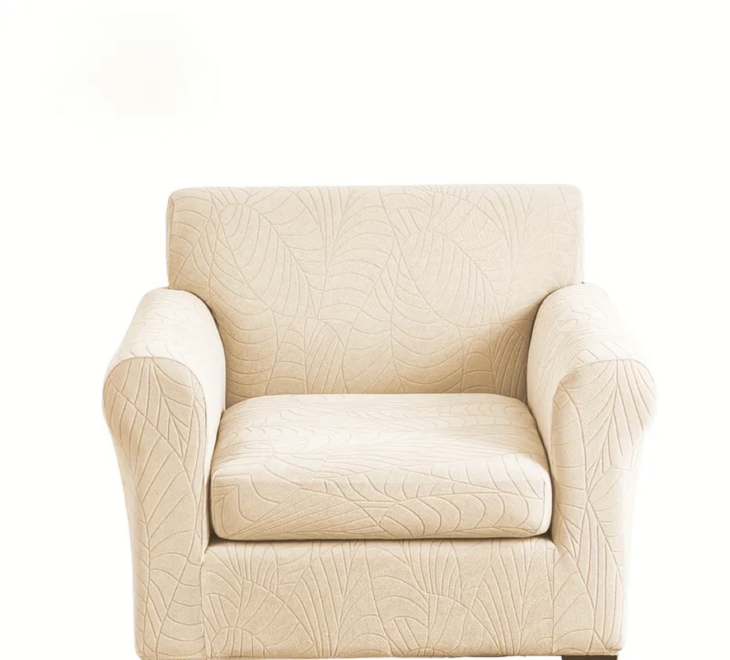 New-CREATOP 2-Piece Armchair Slipcover - Beige Leaf Pattern