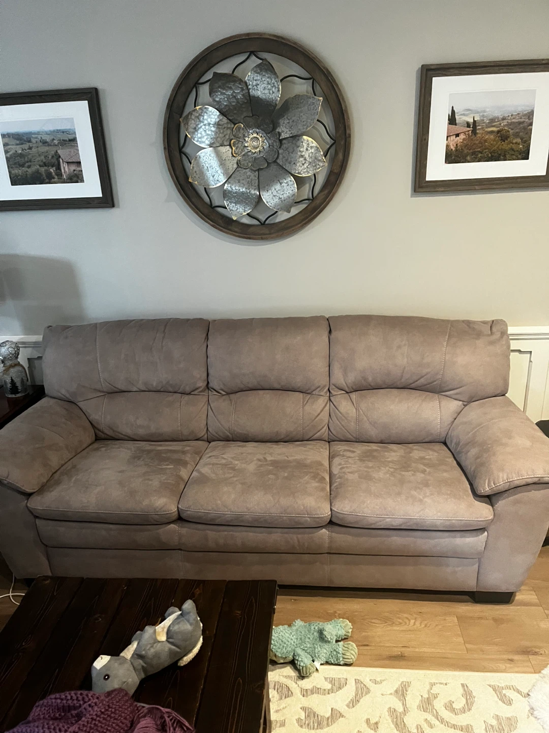 Taupe Microfiber Sofa and Loveseat and armchair Set