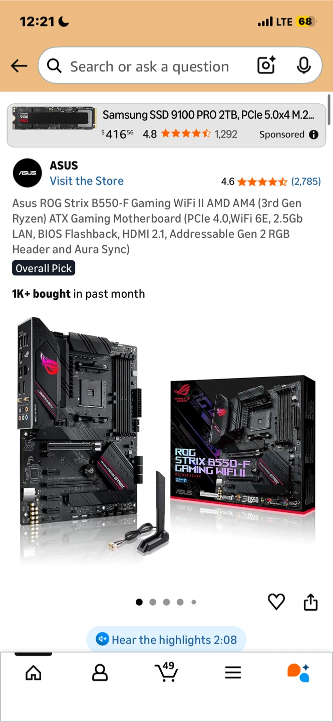 Asus ROG Strix B550-F Gaming WiFi II ATX Motherboard