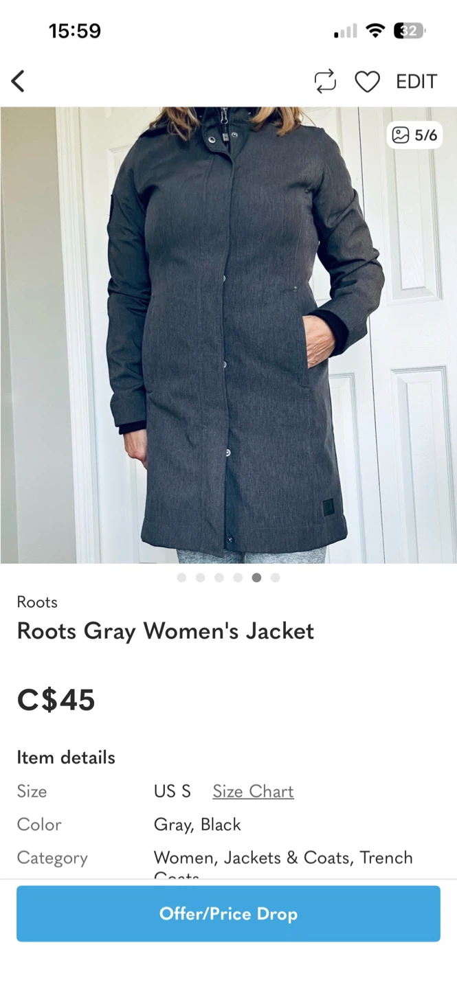 Roots Gray Women's Jacket - Size S - photo 2